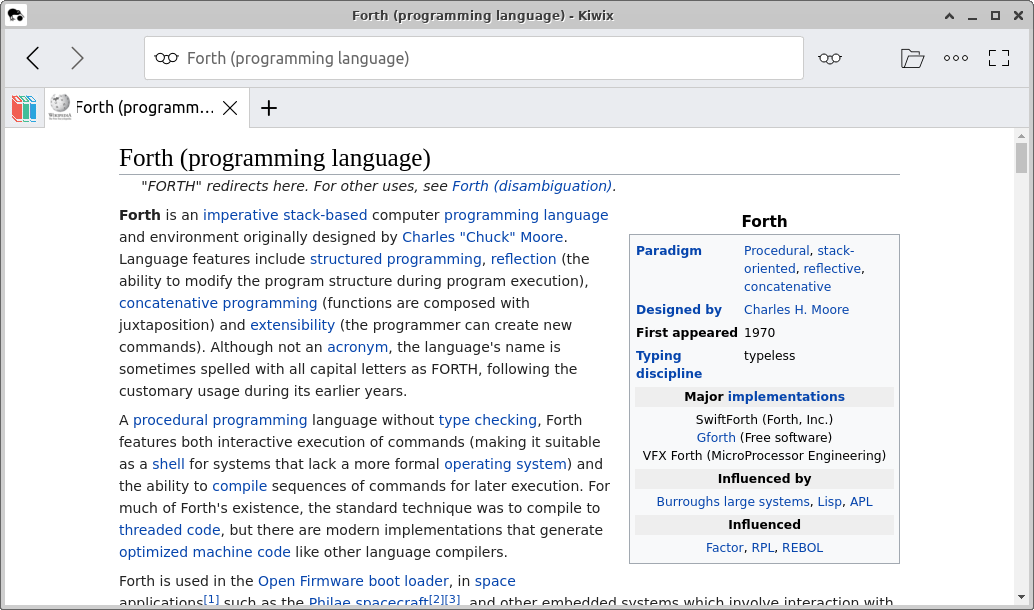 Viewing Wiki articles on Kiwix