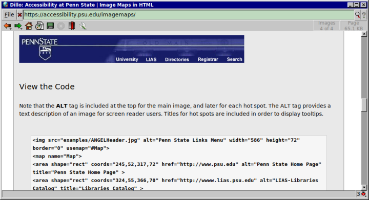 A rendering of the previous web page as seen from a graphical web browser.